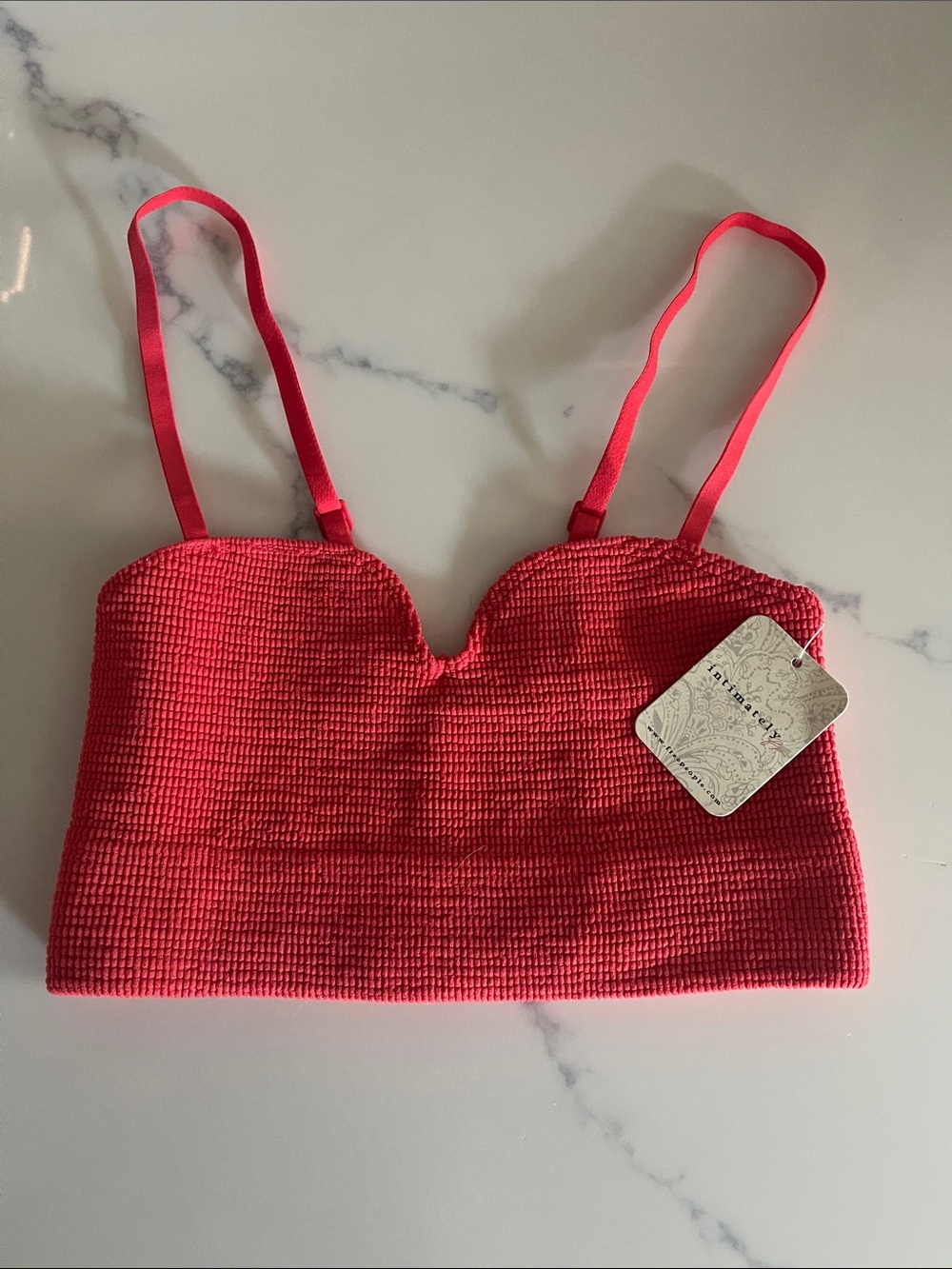 Free People Intimately Ribbed Sweetheart Bralette in Red Apple